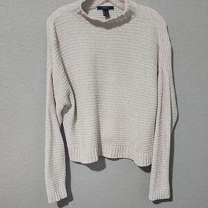 Forever 21 Sweater Womens Size M Cream Ribbed Crop Tunic